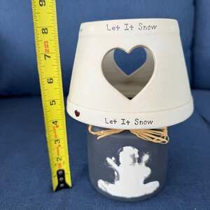 Vintage Crazy Mountain Stoneware Candle Lamp Holder Country Amy's Loft FLAWED